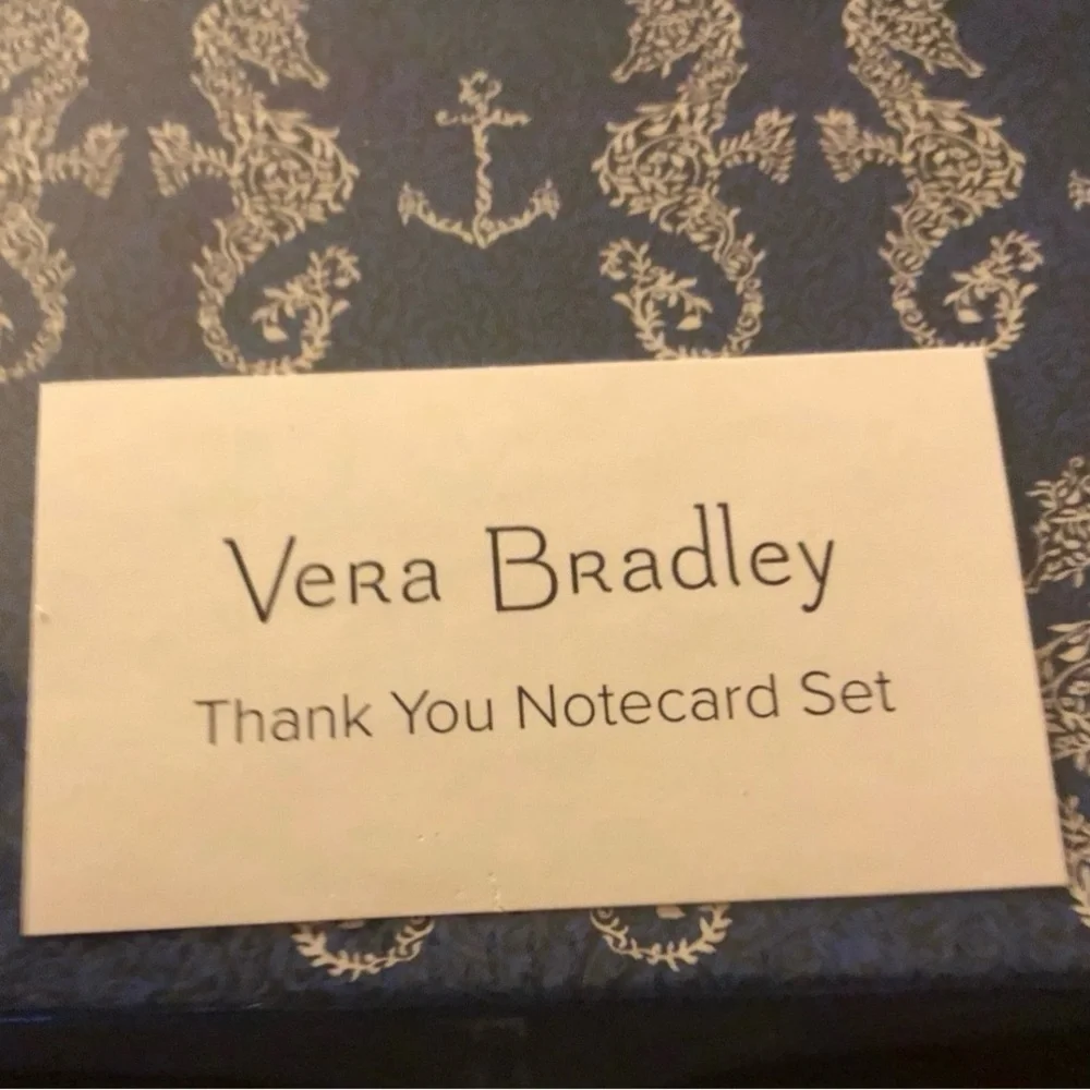 Vera Bradley Thank You Notecard Set. Navy Seahorse Design-EB